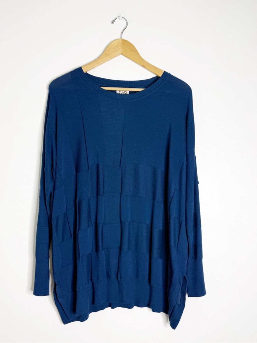 Planet by Lauren G Blue Oversized Tunic Sweater One Size